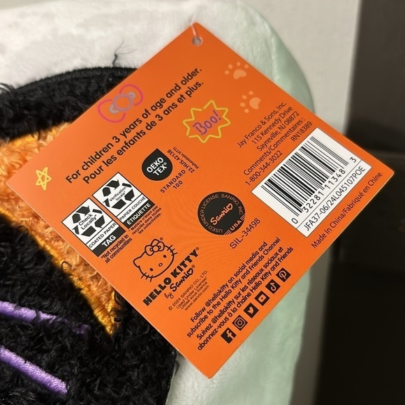 NWT HELLO KITTY BLACK CAT COSTUME LARGE HALLOWEEN THROW PILLOW - Picture 7 of 13